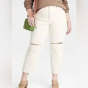 Women's High Rise Vintage Straight Jeans off-white Size 14